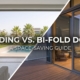 Comparison of open bi-fold aluminum patio doors for villas and space-saving sliding glass doors for apartment balconies