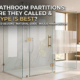 A modern luxury bathroom featuring custom frameless shower glass enclosures with reeded glass details and gold hardware, installed by Majlis Hikma in Dubai.
